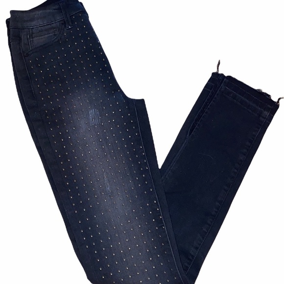 RACHEL ROY COLLECTION Studded Raw Hem Skinny Jeans - Picture 3 of 9